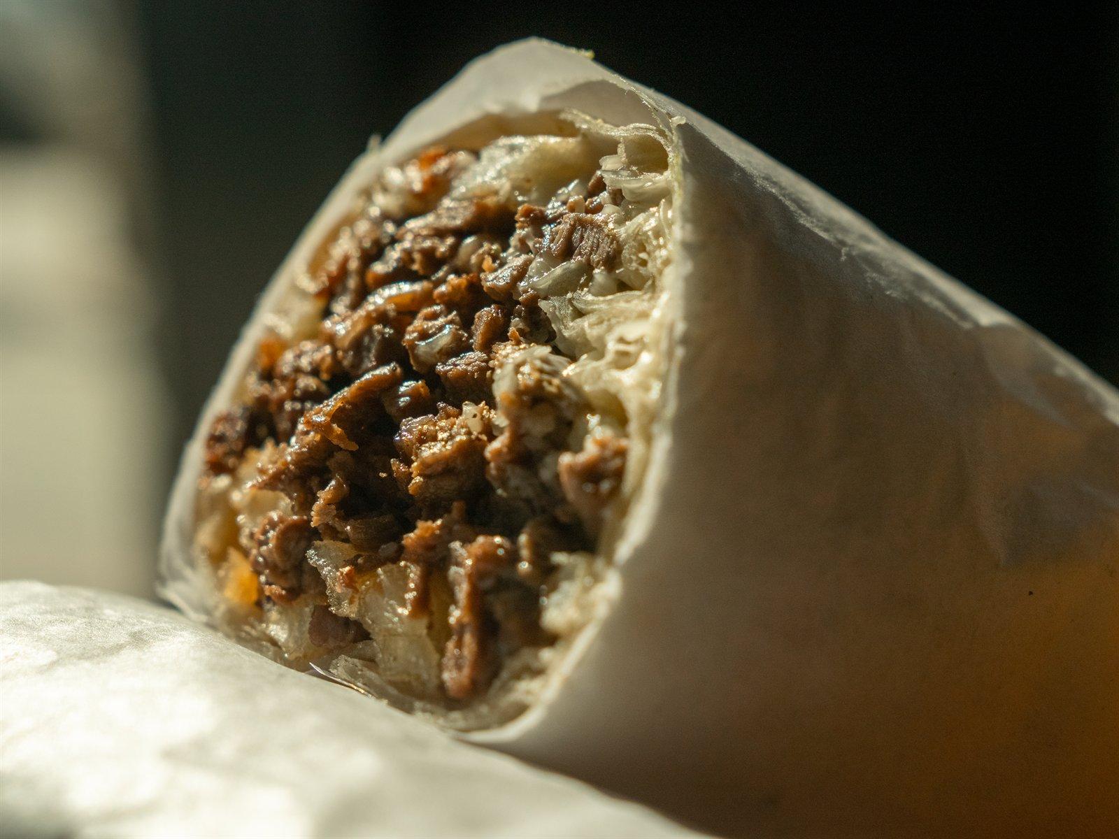 Burrito cross-section showing the filling